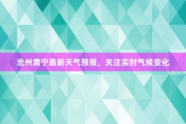 沧州肃宁最新天气预报，关注实时气候变化